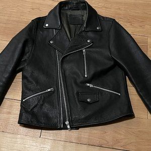 MENS BLACK LEATHER BIKER JACKET SIZE MED